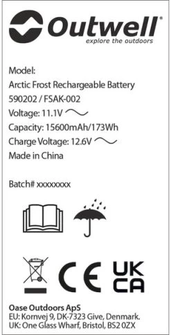 Outwell Oplaadbare Accu Voor Arctic Frost Koelboxen -Sport Buitenkamperen 1069 1900 accu 4