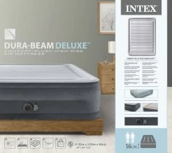 Intex Comfort Plush Extra Hoog Luchtbed - Queensize - Ingebouwde Elektrische Pomp -Sport Buitenkamperen 1690 1900 64418nd pkg 2023 300