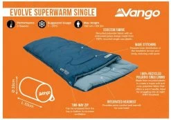 Vango Evolve Superwarm Slaapzak - Blauw 19 Vango Evolve Superwarm Slaapzak - Blauw -Sport Buitenkamperen 1900 1783 evolve superwarm single 1
