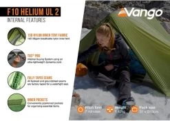 Vango F10 Helium UL 2 Ultralichte Trekking Tunneltent - 1/2 Persoons - Groen 14 Vango F10 Helium UL 2 Ultralichte Trekking Tunneltent - 1/2 Persoons - Groen -Sport Buitenkamperen 1900 1783 f10 helium ul 2 5