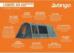 Vango Lismore Air 450 Opblaasbare Tunneltent - 4 Persoons - Groen -Sport Buitenkamperen 1900 1783 lismore air 450 package 3