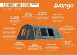 Vango Lismore Air 600XL Opblaasbare Tunneltent - 5 Persoons - Groen -Sport Buitenkamperen 1900 1783 lismore air 600xl package 3