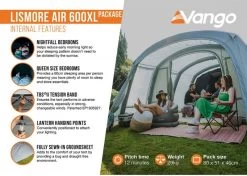 Vango Lismore Air 600XL Opblaasbare Tunneltent - 5 Persoons - Groen -Sport Buitenkamperen 1900 1783 lismore air 600xl package 4