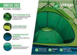 Vango Omega 350 Tunneltent - 3 Persoons - Groen 14 Vango Omega 350 Tunneltent - 3 Persoons - Groen -Sport Buitenkamperen 1900 1783 omega 350 6