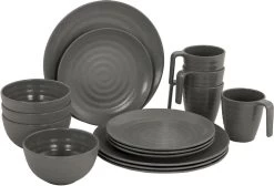 Bo-Camp Stone Melamine Serviesset - 16-delig - Grijs