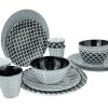 Bo-Camp Mix & Match Melamine Serviesset - 16-delig - Zwart -Sport Buitenkamperen bo camp mix